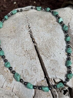 Turquoise Nugget Bead Necklace - Women Jewelry